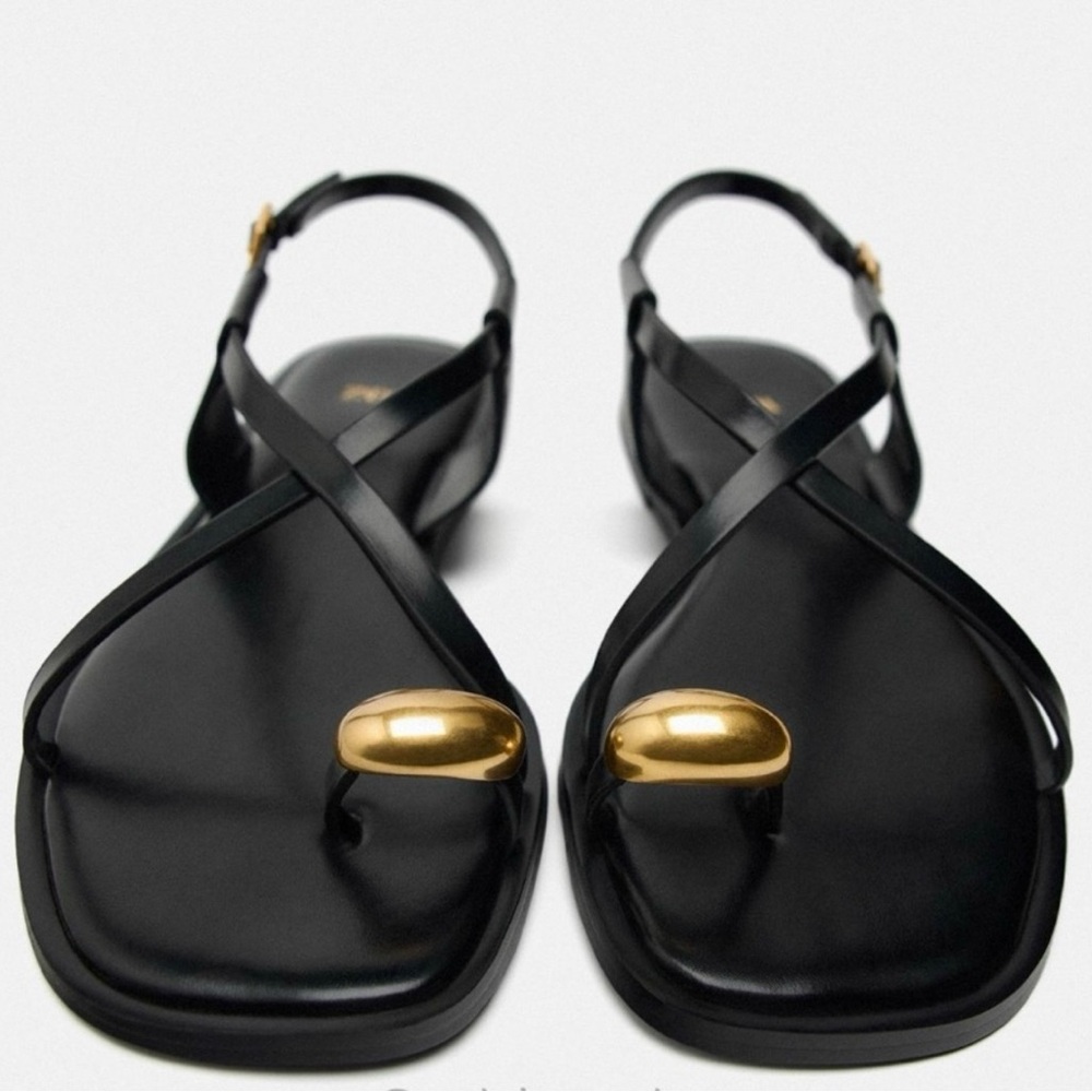 Zara Black and Gold Sandals